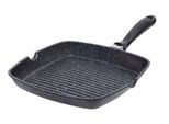 Grillpfanne RESTO KITCHENWARE "Meridiana, quadratische Steak Pfanne mit Ausguss", schwarz, B:28cm H:4cm L:50cm Ø:28cm, Pfannen, Grillpfanne, Bratpfanne, Eckpfanne mit Marmor-Antihaftbeschichtung