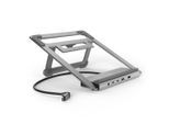 HAMA Laptop-Dockingstation "USB-C Docking Station, Stand Notebook Halterung 12Ports für Laptop", grau (anthrazit), B:220mm H:94mm T:240mm, Dockingstationen, 4x USB-A, 3x USB-C,2x HDMI, 1x DisplayPort, 1x LAN, 1x 3,5mm Audio Aux, Laptop-Dockingstation