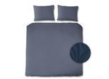 Bettwäsche FLORELLA "Zoma jeans Flausch-Flanell, 100% Baumwolle", blau (jeans), B/L: 200cm x 220cm, 1 Stk., 2 Stk., Flanell, B/L: 70cm x 90cm, Flanell, Obermaterial: 100% Baumwolle CO., Bettwäsche, Bettwäsche