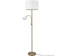 TRIO LEUCHTEN Stehlampe "Hotel", weiß (messingfarben, wollweiß), 2, Ø 40cm H: 170cm, Leuchten, mit flexibel einstellbarer Leseleuchte, getrennt schaltbar, Stehlampe