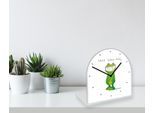 Tischuhr LUCKYLINDE "Der Frosch Janosch", weiß (grün), Tischuhren, Tischuhr, Tischuhr aus Acrylglas, Uhr, bedruckt, geräuschlos, modern