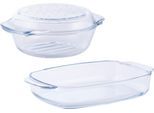 Auflaufform VAN WELL, transparent, B:21,7cm T:34cm, Glas, Auflaufformen, Auflaufform, feuerfestes Glas, 1,7 u. 2,3 Liter