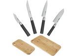 Messer-Set METALTEX "Asia", schwarz (natur, schwarz, silberfarben), Edelstahl, Kochmesser-Sets, Messer-Set
