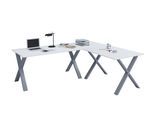 Schreibtisch VCM "X Schreibtisch Eckschreibtisch L Form 130x130x50", weiß (silber, weiß), B:130cm T:130cm, Tische, Schreibtisch