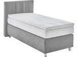 Boxspringbett, grau, B:105cm L:210cm, Bezug: 100% Polyester;Polsterung: 100% Polyester, WESTFALIA SCHLAFKOMFORT, Komplettbetten, Boxspringbett, wahlweise mit Bettkasten und Topper