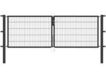 Zaundoppeltür ALBERTS "Flexo", grau (anthrazit), B:300cm H:100cm, Stahl, Tore, Zaundoppeltür, 300 cm Breite (150cm + 150cm), in versch. Höhen