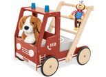 Lauflernwagen PINOLINO "Feuerwehrauto Fred", rot (rot, holzfarben), Lauflernhilfen, KinderB:38cm H:58cm T:54cm, Holz, MDF - Mitteldichte Holzfaserplatte, Lauflernwagen, aus Holz, B:38cm H:58cm T:54cm