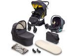 Kombi-Kinderwagen BABYGO "Style - 3in1", Baby, gelb (mustard), Kinderwagen Kombi-Kinderwagen, inkl. Babyschale mit Adaptern u. Wickeltasche
