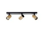BRILLIANT Deckenstrahler "Marty", schwarz (sand schwarz, matt goldfarben), 3, H: 12cm, 1 Stk., Leuchten, Spotbalken schwenkbar, 12x53x9cm, GU10, 345lm, schwarz/matt gold, Deckenstrahler