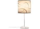 PACO HOME Tischleuchte "Luca Tribal", weiß, Ø 18cm H: 34,5cm, Leuchten, Schirm Retro Nacht Schlafzimmer Modern Uni Mit Muster E14, Tischleuchte