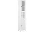 Hochschrank WELLTIME "Aalborg Schrank Badezimmerschrank Badschrank", weiß, B:40cm H:190cm T:30,5cm, MDF, Schränke, Hochschrank, Badmöbel im Landhaus-Stil, Breite 40 cm