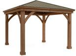 Holzpavillon WESTMANN "Devon 12x12", beige (braun, grau), B/H/T: 366cm x 320cm x 366cm, Pavillons, Holzpavillon, BxT: 366x366 cm