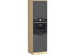 Backofenumbauschrank KOCHSTATION "Luna, Backofenschrank, Backofen-Hochschrank, Made in Italy", anthrazit, eiche chopinfarben, B:60cm H:214,5cm T:60cm, Schränke, Backofenumbauschrank, B/T/H: 60×60×214,5 cm, Oberplatte mit 25 mm Stärke