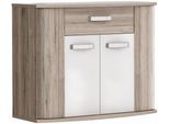 Kombikommode FORTE "Rondino", weiß (sandeichefarben, sandeichefarben, weiß hochglanz), B:100cm H:82cm T:43cm, Sideboards, Kombikommode
