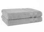 Duschtuch HAMMETEX "2er Set Badetücher 70x140 cm, 100% Baumwolle, Weich & Saugstark", grau (hellgrau), B:70cm L:140cm, Frottier, Baumwolle, Handtücher, Duschtuch, mit Bordüre, einfarbig, weich