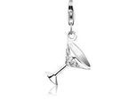Charm-Einhänger NENALINA "Anhänger Cocktailglas Sektglas Zirkonia 925 Silber", silber, Charms, Damen, mit Steinen, Silber 925 (Sterlingsilber)