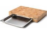 Schneidebrett CONTINENTA, beige (natur, silberfarben), B:32,5cm H:6,5cm L:48cm, Massivholz, Schneidebretter, Schneidebrett, Handarbeit, mit Edelstahlschublade