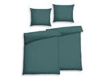 Bettwäsche FLORELLA "UNI jaspis Edel-Satin, 100% Baumwolle", blau (jaspis), B/L: 140cm x 200cm, 2 Stk., 2 Stk., Satin, B/L: 70cm x 90cm, Satin, Obermaterial: 100% Baumwolle CO., Bettwäsche, Bettwäsche