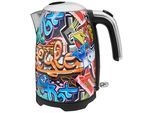 GUTFELS Wasserkocher "WATER 3010 G", graffitti, style, B:21,5cm H:25,3cm T:15,5cm, Wasserkocher, 1,7 L, 2200 Watt, Graffitti-Style, Wasserkocher