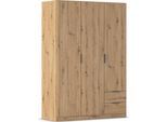 Kleiderschrank RAUCH "Drehtürenschrank Schrank Garderobe Ankleide Schlafzimmer LAGOA", eiche artisan, B:136cm H:197cm T:54cm, Holzwerkstoff, Schränke, Kleiderschrank, mit geräumigen Schubladen, optional mit Aufsatz MADE IN GERMANY