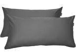 Kissenhülle SCHIESSER "Ella Premium Kissenhüllenset aus feinstem Baumwollsatin, 40x80 cm", grau (dunkelgrau), B:40cm L:80cm, Satin, Baumwollsatin, Kissenbezüge, Kissenhülle, Made in Green