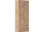 Kleiderschrank RAUCH "Drehtürenschrank Schrank Garderobe Ankleide Schlafzimmer LAGOA", eiche sonoma, B:91cm H:235cm T:54cm, Holzwerkstoff, Schränke, Kleiderschrank, mit geräumigen Schubladen, optional mit Aufsatz MADE IN GERMANY