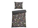Wendebettwäsche FLORELLA "Fiore black Edel-Satin, 100% Baumwolle", schwarz, B/L: 140cm x 200cm, 1 Stk., 1 Stk., Satin, B/L: 70cm x 90cm, Satin, Obermaterial: 100% Baumwolle CO., Bettwäsche, Wendebettwäsche