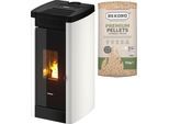 Pelletofen FREEPOINT "Steel 9 Metall weiss", weiß (schwarz), Kaminöfen, Pelletofen, Integriertes Wi-Fi, AIRTIGHT Dichtes Verbrennungsraum