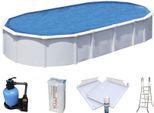 Schwimmbecken KWAD "»Supreme« all in Premium Folie", blau (weiß, farbe innen: blau), B:370cm H:132cm L:610cm, Schwimmbecken, Schwimmbecken, BxLxH: 370x610x132cm, inkl. Bodenisolationsset