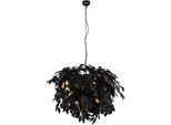 REALITY LEUCHTEN Kronleuchter "Leavy", schwarz (schwarz gold), 4, Ø 70cm H: 150cm, 1 Stk., Leuchten, Hängelampe Blatt Design, Pendelleuchte exkl 4xE14 max 28W, Kronleuchter