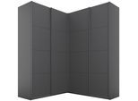 Schwebetürenschrank RAUCH "Schrank Garderobe Eckkleiderschrank QUADRA Front in Dekor/Hochglanz", grau (graumetallic), B:181cm H:229cm T:187cm, Holzwerkstoff, Schränke, Schwebetürenschrank, großer Eckschrank mit viel Stauraum, Maß 181x187 cm MADE IN GERMANY