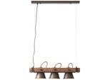 BRILLIANT Pendelleuchte "Plow", schwarz (schwarz stahl, holz), 3, H: 115cm, 1 Stk., Leuchten, Hängelampe 3flg, schwenkbar, stahl/holz, Pendelleuchte