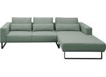Ecksofa MUSTERRING "JustB PM100", grün (mint), B:292cm H:88cm T:185cm, 100% Polyester, Sofas, Ecksofa, Mit schwarzen Metallkufen und 292 cm Breite - 6 Farben wählbar