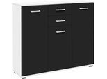 Kombikommode PRIESS "Barcelona mit 4 Schubkästen und Tür in 6 Farben", schwarz-weiß (weiß, schwarz), B:123cm H:103cm T:38cm, Holzwerkstoff, Sideboards, Kombikommode