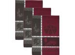 Geschirrtuch ROSS "Weinmotiv", rot (rot, anthrazit), B:50cm L:70cm, 100% Baumwolle, Geschirrtücher, Geschirrtuch, Motivtuch, aus 100% Baumwolle