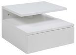 Nachttisch ACTONA GROUP "Ashlan Nachtkommode", weiß, B:35cm H:22,5cm T:32cm, Tische, Nachttisch, Nachtschrank, wandmontiert, 1 Schublade, 1 Fachboden, Metallschienen