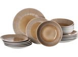 Tafelservice RITZENHOFF & BREKER "Banda", beige, 18 Stk., Steingut, Geschirr-Sets, Tafelservice, Teller Set, aus Steingut für 6 Personen