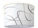 PACO HOME Deckenleuchte "Hugo Tribal", weiß, Ø 45,5cm H: 29,5cm, Leuchten, Deckenleuchte Stoff Schirmlampe Decke Esszimmer Modern Abstrakt, Deckenleuchte