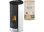 Pelletofen FREEPOINT "BREEZE", weiß (weiß, schwarz), Kaminöfen, Pelletofen, Stahl, integrierte WIFI-Funktion