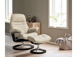 Fußhocker STRESSLESS "Sunrise", beige (cream batick), B:57cm H:42cm T:40cm, Leder BATICK: BATICK ist ein leicht korrigiertes, durchgefärbtes und genarbtes Möbelleder, bei dem die meisten Unebenheiten und Spuren in der Regel entfernt wurden.;Leder PALOMA: PALOMA ist ein durchgefärbtes Semianilin-Möbelleder mit natürlicher Narbung.;ROHLEDER Stoff Q2 FARON: Ein fester zuverlässiger Bouclé mit einem s