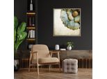 Leinwandbild QUEENCE "Golden Flower", beige (farbe rahmen: silber, farbe bild(er): beige), B:50cm H:50cm T:2cm, Canvas, Holzrahmen, Bilder, Leinwandbild, mit einem Schattenfugenrahmen veredelt