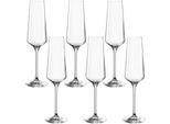 Sektglas LEONARDO "PUCCINI", transparent (klar), H:33cm Ø:5cm, Kristallglas, Trinkgefäße, Sektglas, 280 ml, 6-teilig