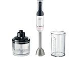 BOSCH Stabmixer "ErgoMaster Serie 4 MSM4W220, 4 Klingen, Zerkleinerer, Becher, weiß", weiß, B:5,7cm H:38,5cm T:7,8cm, Mixer, Mixfuß Edelstahl, großer Bedienhebel, Keramikkupplung, Made in Europe, Stabmixer