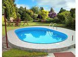 Ovalpool SUMMER FUN "BODRUM II", blau (weiß), B:360cm H:150cm L:623cm, Schwimmbecken, Ovalpool, inkl. Bodenschutzplane