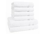 Handtuch Set HAMMETEX "6-teiliges Handtuch Set, 100% Baumwolle, Weich & Saugstark", weiß, 6 Stk., Frottier, Frottier, Obermaterial: 100% Baumwolle, Handtuch-Sets, Handtuch Set, mit Bordüre, einfarbig, weich