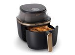 PHILIPS Heißluftfritteuse "Airfryer 3000 NA332/00, mit 6.2L, Sichtfenster", schwarz (schwarz, kupfer), B:32,4cm H:30,3cm T:43,6cm, Fritteusen, RapidAir Plus Technologie und 16 Kochfunktionen; Schwarz/Kupfer, Heißluftfritteuse