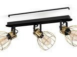 EGLO Deckenspot "SAMBATELLO", schwarz (schwarz, messingfarben), 3, Ø 15cm H: 22cm, 1 Stk., Leuchten, Deckenspot aus Stahl, Holz - exkl. E27 - 40W, Deckenspot