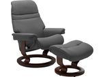 Fußhocker STRESSLESS "Sunrise", grau (grau batick), B:57cm H:39cm T:40cm, Leder BATICK: BATICK ist ein leicht korrigiertes, durchgefärbtes und genarbtes Möbelleder, bei dem die meisten Unebenheiten und Spuren in der Regel entfernt wurden.;Leder PALOMA: PALOMA ist ein durchgefärbtes Semianilin-Möbelleder mit natürlicher Narbung.;ROHLEDER Stoff Q2 FARON: Ein fester zuverlässiger Bouclé mit einem str