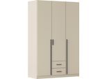 Drehtürenschrank RAUCH "Kleiderschrank Garderobe GAMMA Breiten 91/136/181/226/271/315/360 cm", beige (champagner), griffstangen graumetallic, B:136cm H:210cm T:54cm, Holzwerkstoff, Schränke, Drehtürenschrank, mit Schubladen, verschiedene Griff-Varianten TOPSELLER MADE IN GERMANY