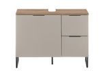 Waschbeckenunterschrank Denver, Eiche, Kaschmir, Metall, 1 Fächer, 2 Schublade(n) Schubladen, einzeln stellbar, 80x60x35 cm, Fsc, stehend, Badezimmer, Badezimmerschränke, Waschbeckenunterschränke